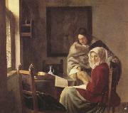 Jan Vermeer Girt interrupted at her music (mk30) oil painting picture wholesale